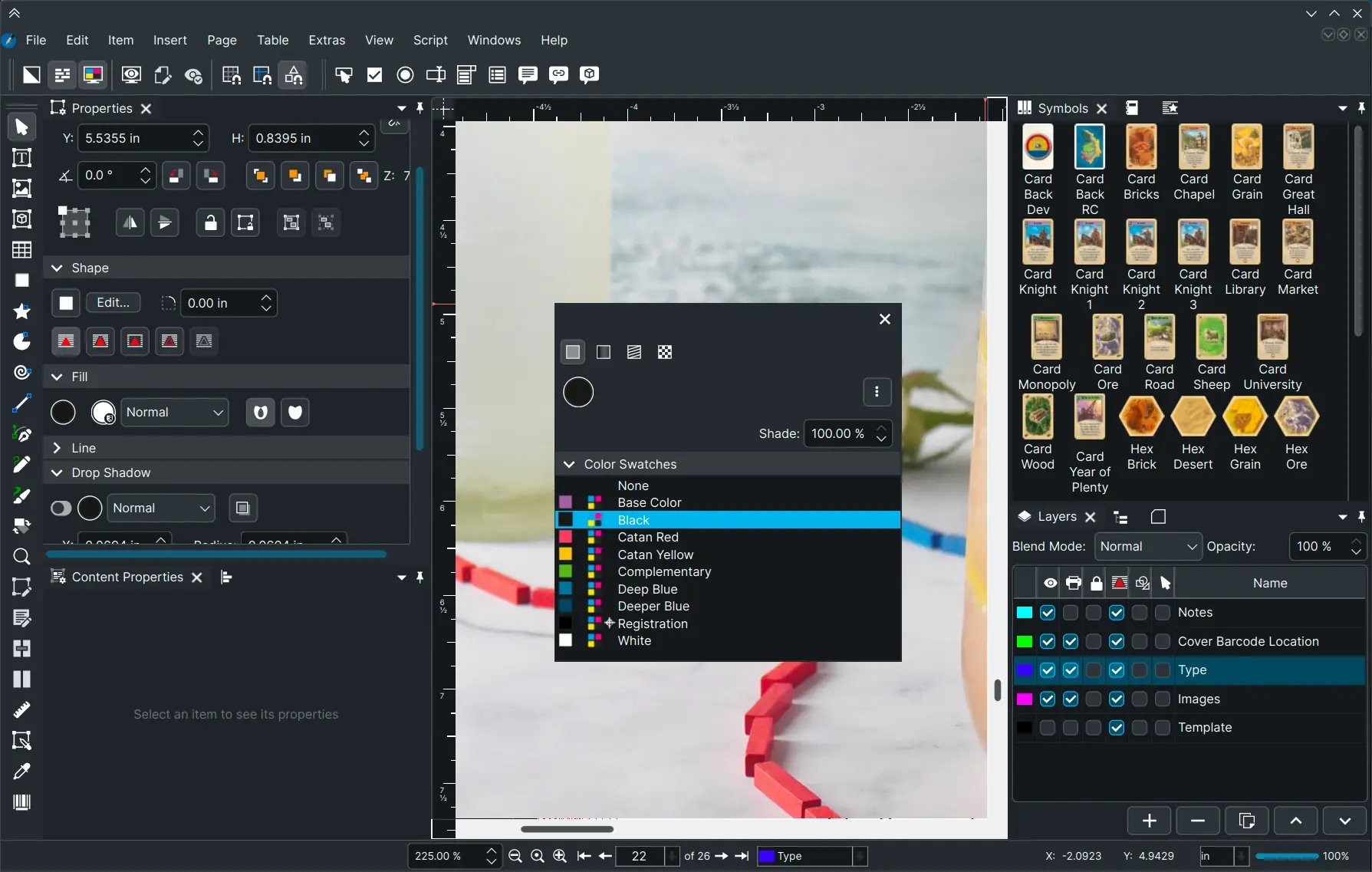 Capture d'écran de l'interface du logiciel de PAO Scribus.